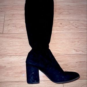 Black Faux Suede knee High boots